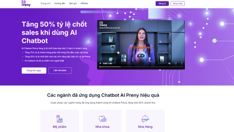 ai chatbot preny có khả năng nói tiếng việt tự nhiên