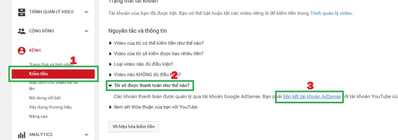 bật kiếm tiền trên YouTube